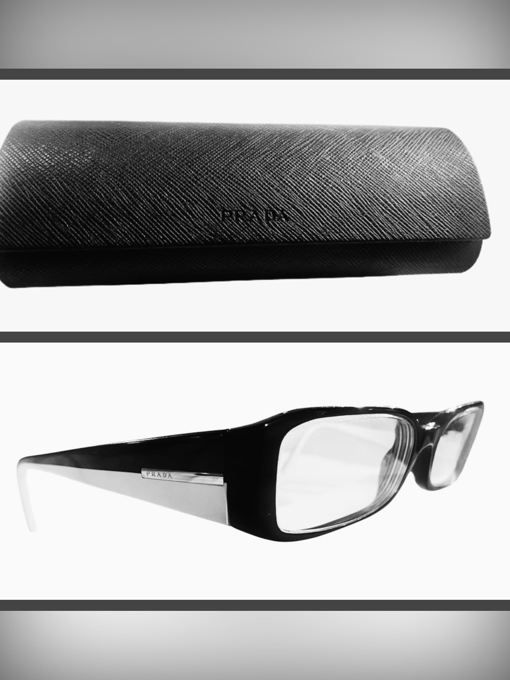 Prada Authentic Black & White Eyeglasses Frames with Original Case VPR 16G